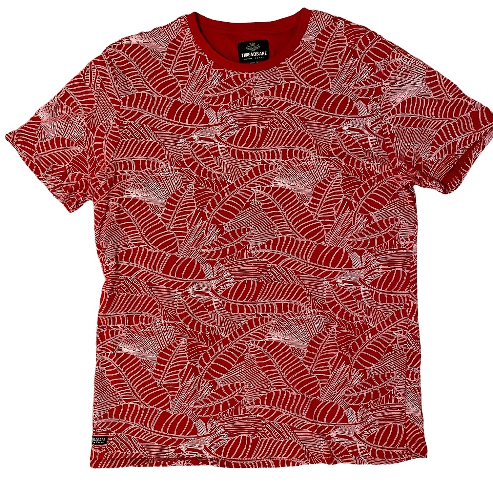 THREADBARE DENIM CORPS  | LEAF PATTERN T-SHIRT  SZ XL